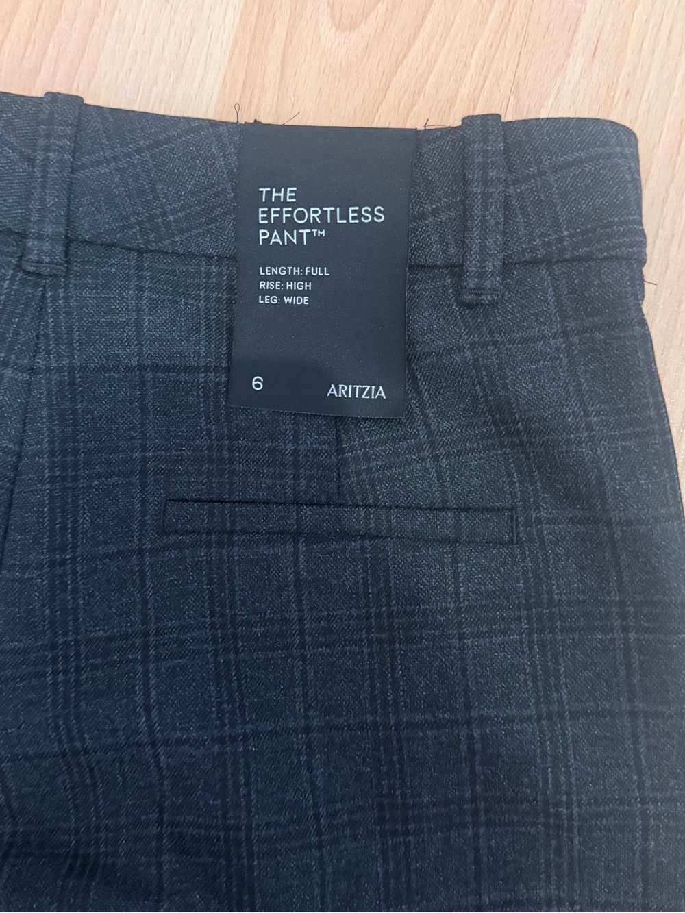 Aritzia Effortless Pant Trousers Dark Grey Plaid (NWT) high rise regular length - Picture 14 of 16